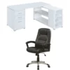 Home Square 2 Piece Set With L-Shaped Writing Desk And Ergonomic Office Chair