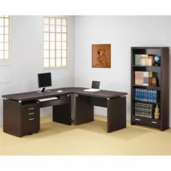 Home Square 3 Piece Set With Desk Mobile File Cabinet And Bookcase In Cappuccino -CYMAX Sales 2419077 8 L