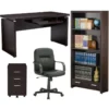 Home Square 4 Piece Set With Desk Mobile File Cabinet Bookcase & Office Chair -CYMAX Sales 2419094 L