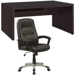 Home Square 2 Piece Furniture Set With Computer Desk And Ergonomic Office Chair