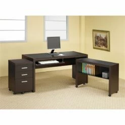 Home Square 3 Piece Set With Office Chair Mobile File Cabinet And Computer Desk 16 Home Square 3 Piece Set With Office Chair Mobile File Cabinet And Computer Desk -CYMAX Sales 2419099 4 L