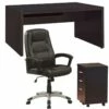Home Square 3 Piece Set With Office Chair Mobile File Cabinet And Computer Desk