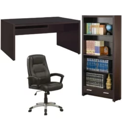 Home Square 3 Piece Set With Computer Desk Bookcase And Office Chair