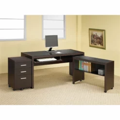 Home Square 4 Pc Set With Desk Mobile File Cabinet Bookcase & Office Chair 20 Home Square 4 Pc Set With Desk Mobile File Cabinet Bookcase & Office Chair -CYMAX Sales 2419101 6 L