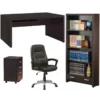 Home Square 4 Pc Set With Desk Mobile File Cabinet Bookcase & Office Chair -CYMAX Sales 2419101 L