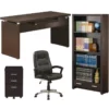 Home Square 4 Piece Set With Desk Bookcase Mobile File Cabinet & Office Chair -CYMAX Sales 2419104 L