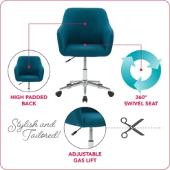 CorLiving Marlowe Fabric Upholstered Chrome Base Task Chair In Dark Blue -CYMAX Sales 2423251 6 L