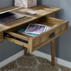 Caffoz Newport Series Wood Computer/Writing Desk With Drawer In Gold Oak -CYMAX Sales 2426121 2 L