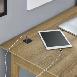 Caffoz Newport Series Wood Computer/Writing Desk With Drawer In Gold Oak -CYMAX Sales 2426121 3 L