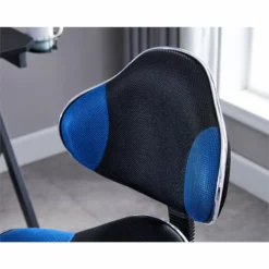 JJS Low Back Fabric Computer Executive Chair With Extra Large Base In Black/Blue 8 JJS Low Back Fabric Computer Executive Chair With Extra Large Base In Black/Blue -CYMAX Sales 2426140 2 L
