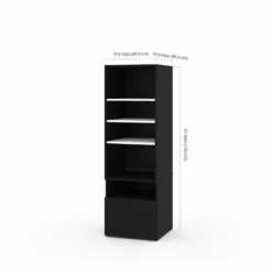 Pemberly Row 72" L-Shaped Standing Desk With Bookcase In Black -CYMAX Sales 2426261 5 L