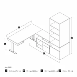 Pemberly Row 72" L-Shaped Standing Desk With Bookcase In Black -CYMAX Sales 2426261 7 L