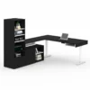 Pemberly Row 72" L-Shaped Standing Desk With Bookcase In Black -CYMAX Sales 2426261 L