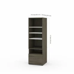 Pemberly Row 72" L-Shaped Standing Desk With Bookcase In Walnut Gray -CYMAX Sales 2426275 5 L