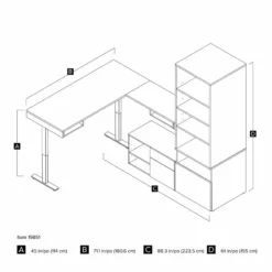 Pemberly Row 72" L-Shaped Standing Desk With Bookcase In Walnut Gray -CYMAX Sales 2426275 6 L