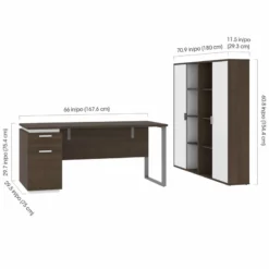 Pemberly Row 3 Piece Wooden Single Pedestal Office Set In Antigua And White 11 Pemberly Row 3 Piece Wooden Single Pedestal Office Set In Antigua And White -CYMAX Sales 2426301 4 L