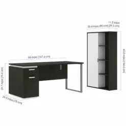 Pemberly Row 2 Piece Wooden Single Pedestal Office Set In Deep Gray And White 11 Pemberly Row 2 Piece Wooden Single Pedestal Office Set In Deep Gray And White -CYMAX Sales 2426312 4 L