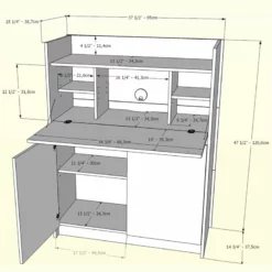 Pemberly Row Contemporary Secretary Desk Bark In Grey & White -CYMAX Sales 2426857 4 L