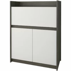 Pemberly Row Contemporary Secretary Desk Bark In Grey & White