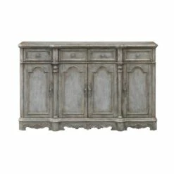 Coast To Coast Imports Blueish Gray Rub Through Four Drawer Four Door Credenza -CYMAX Sales 2432246 3 L
