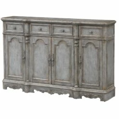 Coast To Coast Imports Blueish Gray Rub Through Four Drawer Four Door Credenza