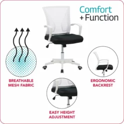 Cooper Ergonomic White Mesh Fabric Back Adjustable Task Chair -CYMAX Sales 2433379 6 L 1