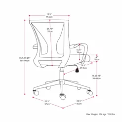 Cooper Ergonomic White Mesh Fabric Back Adjustable Task Chair -CYMAX Sales 2433380 13 L 1
