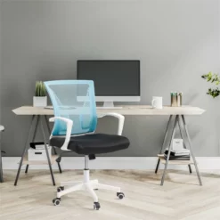 Cooper Ergonomic White Mesh Fabric Back Adjustable Task Chair -CYMAX Sales 2433380 5 L 1
