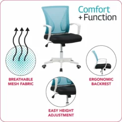 Cooper Ergonomic White Mesh Fabric Back Adjustable Task Chair -CYMAX Sales 2433380 6 L 1