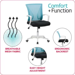 Cooper Ergonomic Grey Mesh Fabric Back Adjustable Task Chair -CYMAX Sales 2433380 6 L