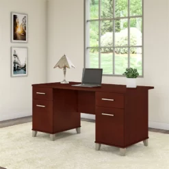 Bush Furniture Somerset 60W Office Desk In Ash Gray - Engineered Wood -CYMAX Sales 24335 9 L