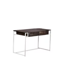 Spitiko Homes 2 Drawer Writing Desk Pickel Greay Wood & Metal / 48x24x30 -CYMAX Sales 2435348 1 L