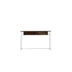 Spitiko Homes 2 Drawer Writing Desk Pickel Greay Wood & Metal / 48x24x30 -CYMAX Sales 2435348 3 L