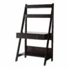 Maklaine 33.5" Contemporary 3 Open Shelves Wood Ladder Home Office Desk In Brown -CYMAX Sales 2436867 4 L
