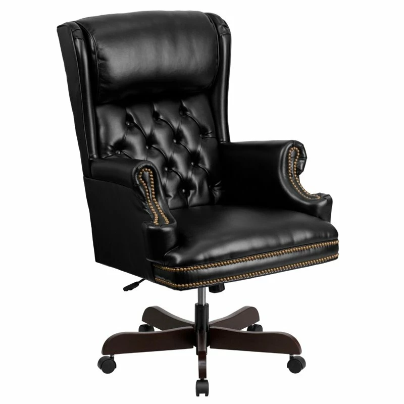 Scranton & Co Contemporary Leather Office Chair In Black 3 Scranton & Co Contemporary Leather Office Chair In Black