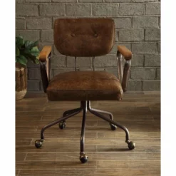 Scranton & Co Leather Swivel Office Chair In Vintage Whiskey -CYMAX Sales 2437039 3 L