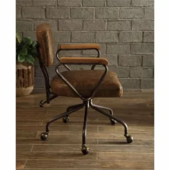 Scranton & Co Leather Swivel Office Chair In Vintage Whiskey -CYMAX Sales 2437039 4 L