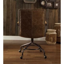 Scranton & Co Transitional Leather Swivel Office Chair In Vintage Whiskey Brown -CYMAX Sales 2437041 9 L