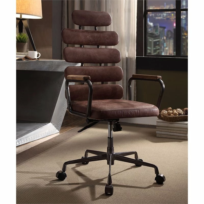 Scranton & Co Leather High Back Adjustable Swivel Office Chair In Whiskey 4 Scranton & Co Leather High Back Adjustable Swivel Office Chair In Whiskey - Image 2
