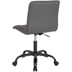 Scranton & Co Contemporary Faux Leather Mid Back Tufted Swivel Chair In Gray -CYMAX Sales 2437106 7 L