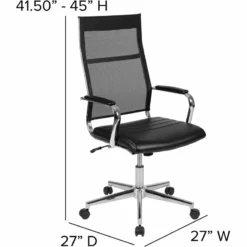 Scranton & Co High Back Leather Mesh Executive Swivel Office Chair In Black -CYMAX Sales 2437215 19 L