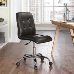 Scranton & Co Faux Leather Mid Back Swivel Office Chair In Brown 9 Scranton & Co Faux Leather Mid Back Swivel Office Chair In Brown -CYMAX Sales 2437843 3 L