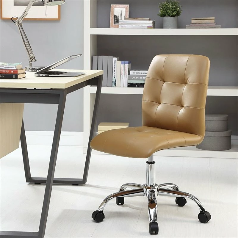 Scranton & Co Faux Leather Mid Back Swivel Office Chair In Tan 6 Scranton & Co Faux Leather Mid Back Swivel Office Chair In Tan - Image 4