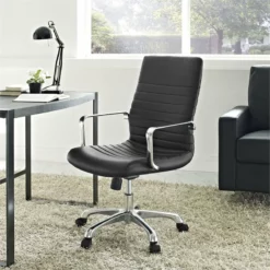 Scranton & Co Contemporary Mid Back Swivel Office Chair In Black -CYMAX Sales 2437848 3 L
