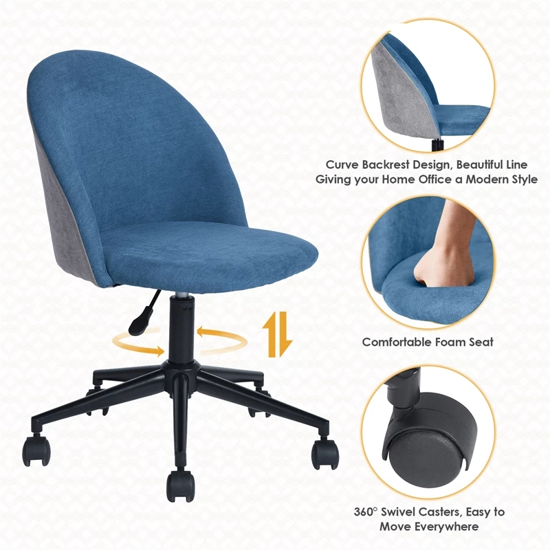 FurnitureR Dudley Swivel Seat Fabric Upholstered Office Chair In Dark Blue 17 FurnitureR Dudley Swivel Seat Fabric Upholstered Office Chair In Dark Blue - Image 15