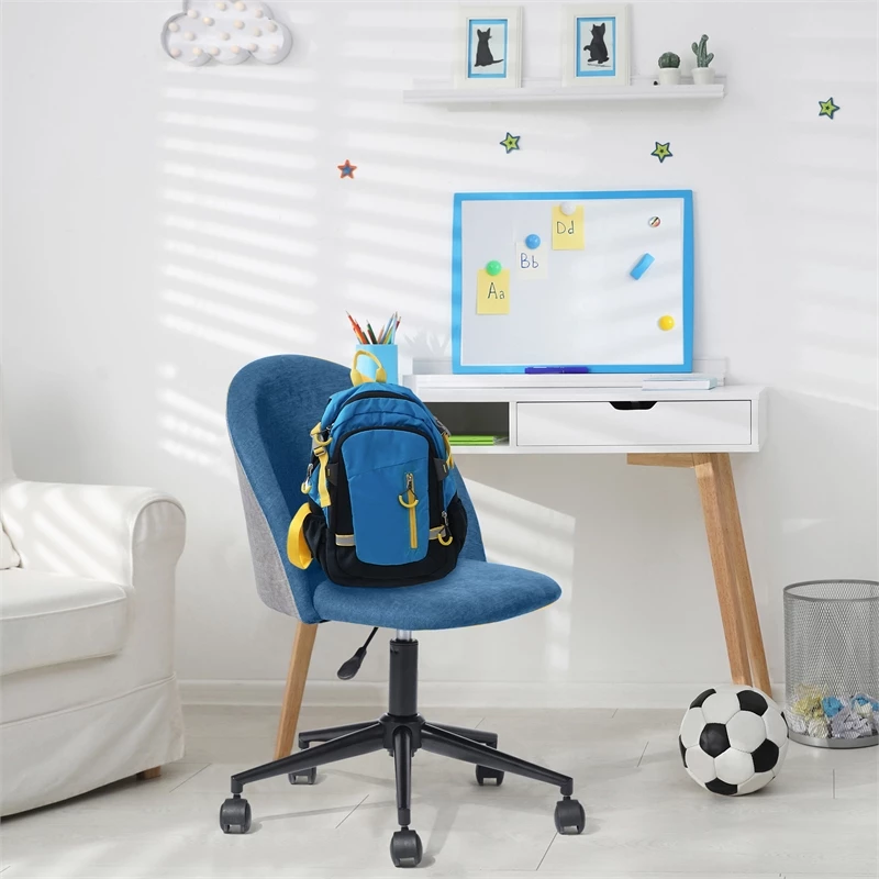 FurnitureR Dudley Swivel Seat Fabric Upholstered Office Chair In Dark Blue 16 FurnitureR Dudley Swivel Seat Fabric Upholstered Office Chair In Dark Blue - Image 14