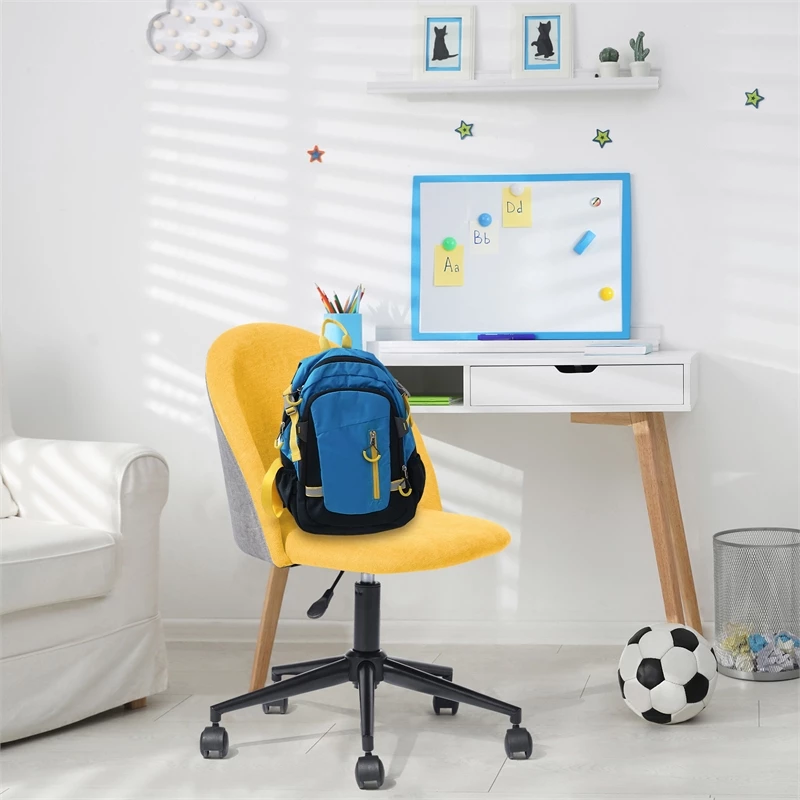 FurnitureR Dudley Swivel Seat Fabric Upholstered Office Chair In Dark Blue 4 FurnitureR Dudley Swivel Seat Fabric Upholstered Office Chair In Dark Blue - Image 2