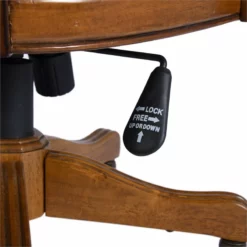 FurnitureR Hetty Faux Leather Upholstered & Rubber Wood Office Chair In Brown -CYMAX Sales 2440250 4 L