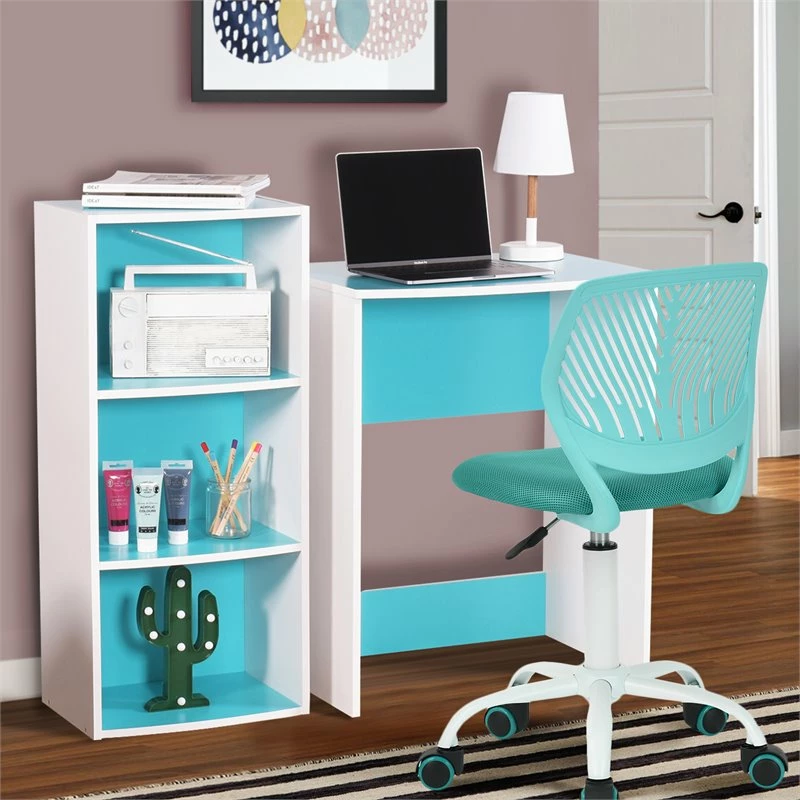 FurnitureR Carnation Swivel Teen Plastic And Mesh Task Chair In Turquoise 8 FurnitureR Carnation Swivel Teen Plastic And Mesh Task Chair In Turquoise - Image 6