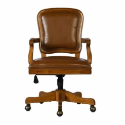 FurnitureR Kerri Faux Leather Upholstered & Wood Office Chair In Brown -CYMAX Sales 2440277 2 L